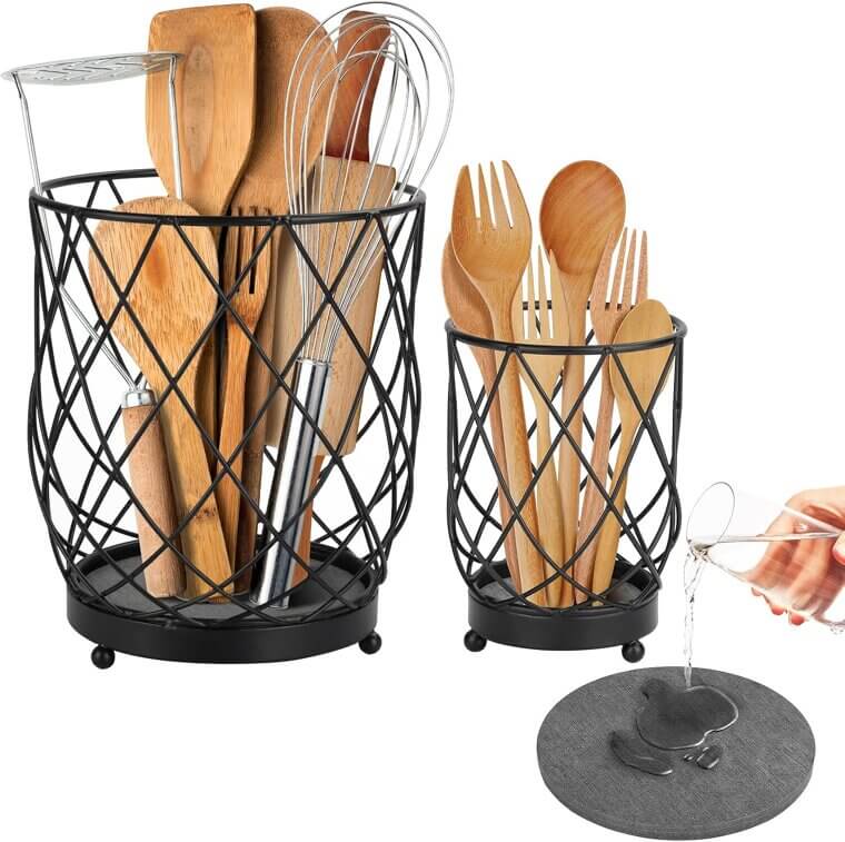MACEVIA Utensil Holder - Stylish Kitchen Organizer with Quick-Drying Base 