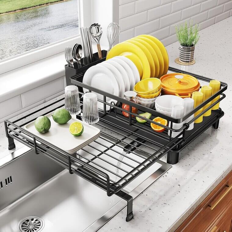 SNTD Dish Rack - Expandable, Space-Saving Kitchen Organizer - 15% Off!
