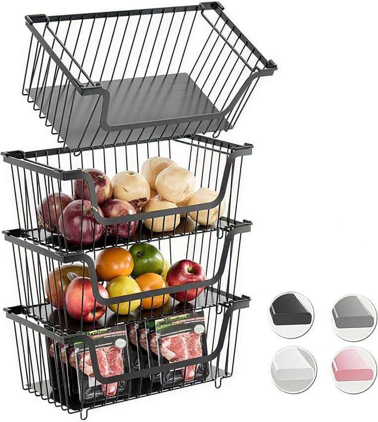 Stackable Wire Baskets for Kitchen & Pantry Organization - - Now 40% Off!