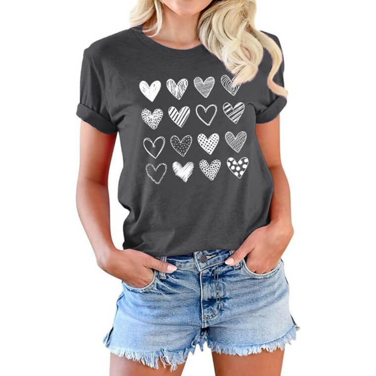 Beopjesk Valentine's Tees - Perfect Heart Print for Stylish Comfort 