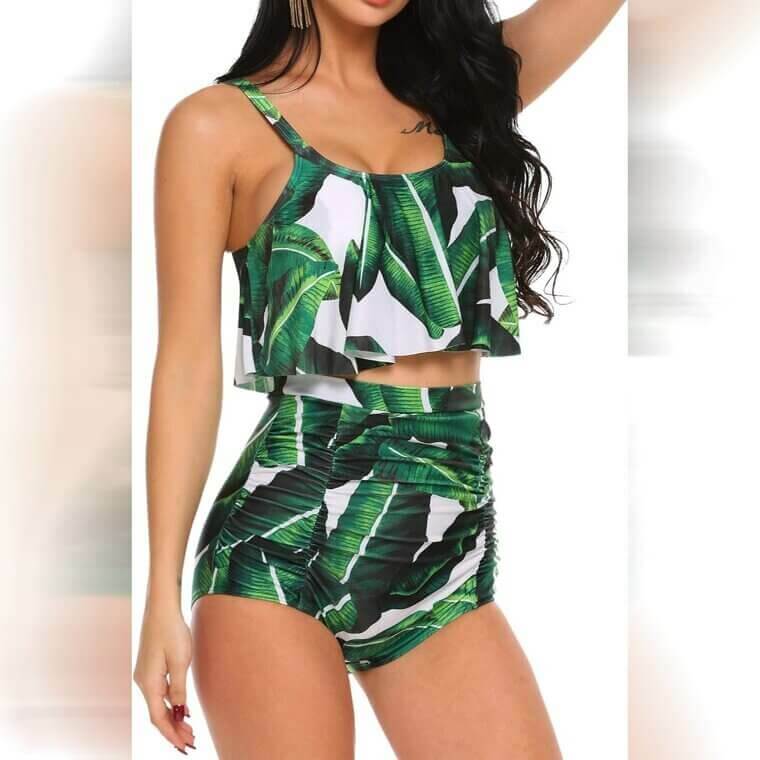 Show Off in the Two Piece High Waist Floral Swimwear Plus Size   Now 44% off! 