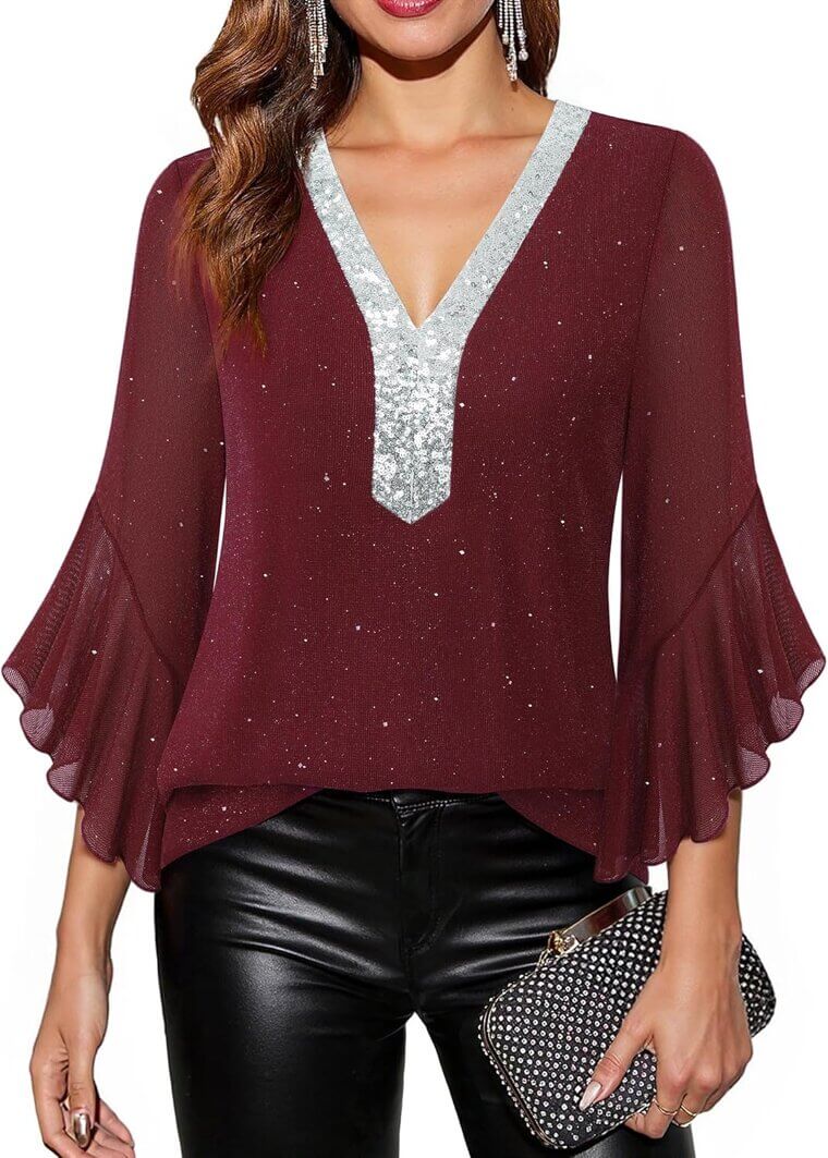 Timeson Sparkly Blouse - Perfect for Celebrations! - Don’t Miss the 10% Discount!