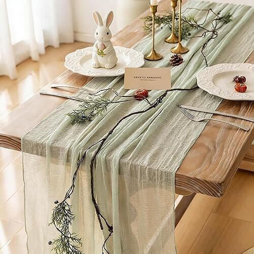 Romantic Sage Green Table Runner that Elevates Every Celebration. 