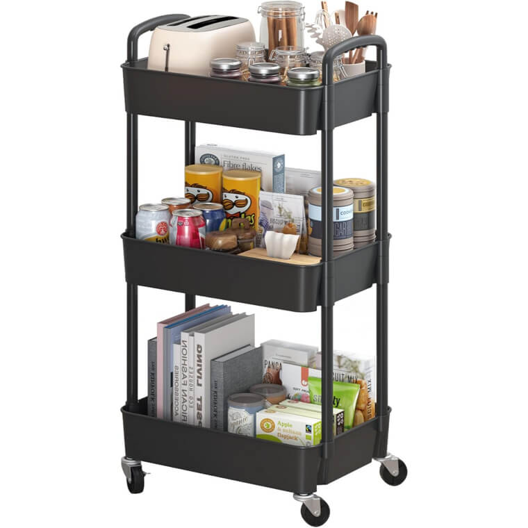 Sywhitta Utility Cart - 3-Tier Rolling Storage Solution for Home & Office