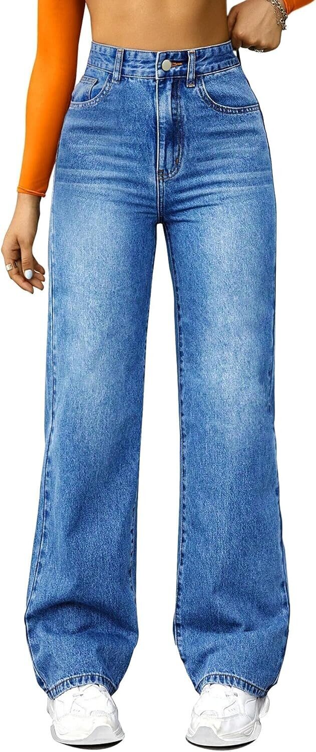 High Waisted Boyfriend Jeans - Trendy Wide Leg Style