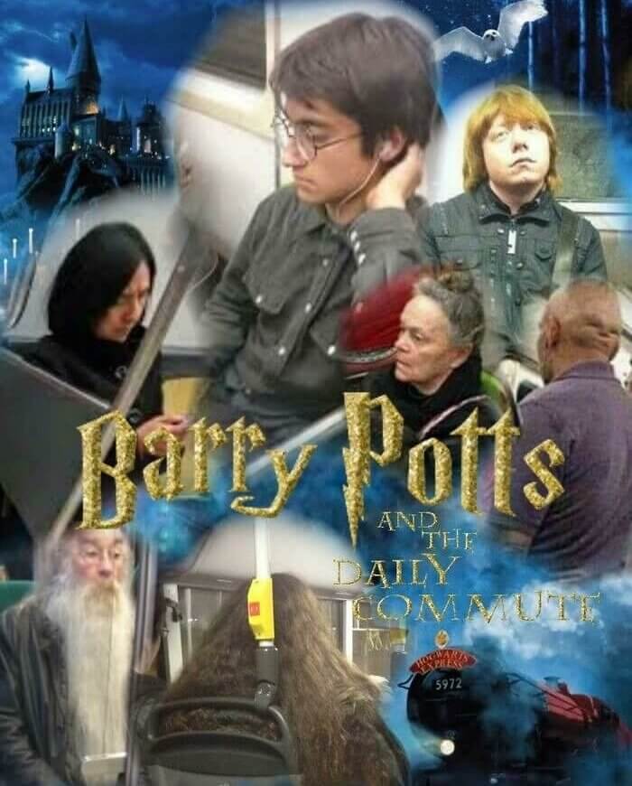 La pandilla de Harry Potter en el autobús