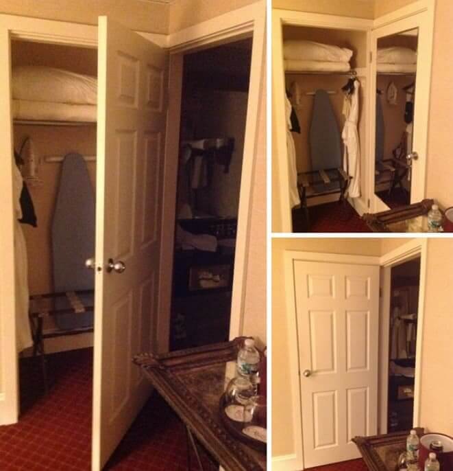 One Door but Two Doorways for the Bathroom and the Closet - A New Tip on Tiny Living and Cutting Costs!