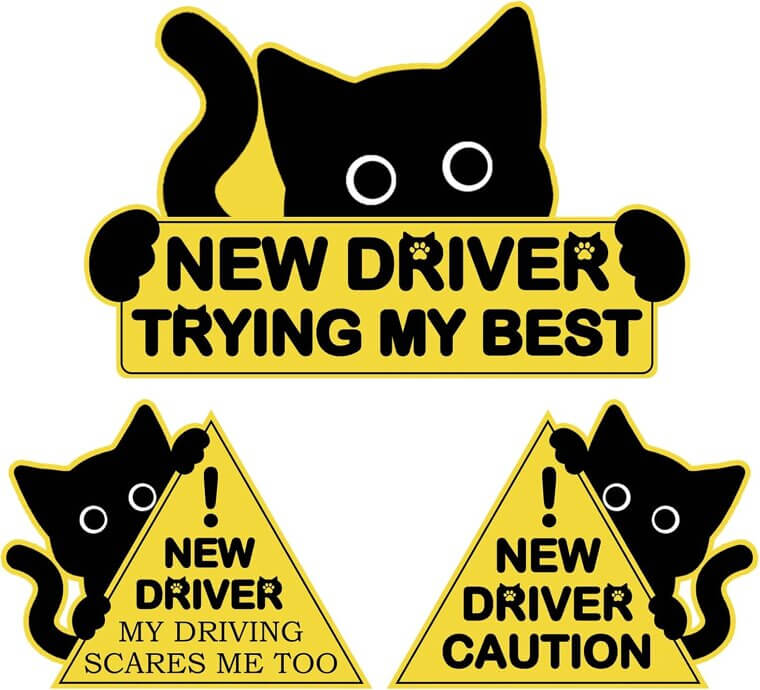 Black Cat Car Magnets - Fun Safety for New Drivers!
