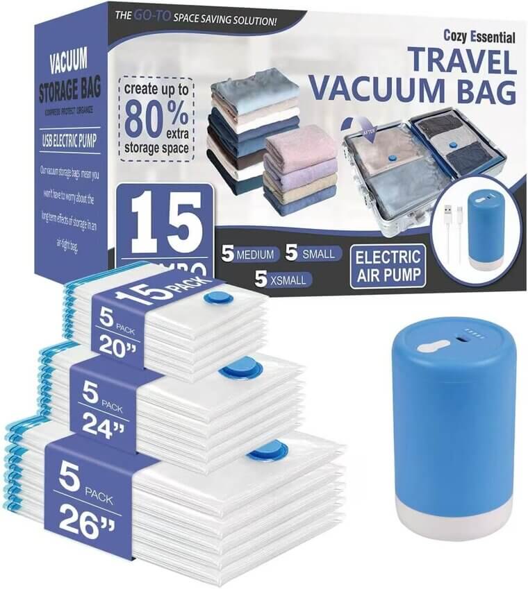 Cozy Essential Vacuum Storage Bags - Compress & Organize with Ease - Now 17% Off!