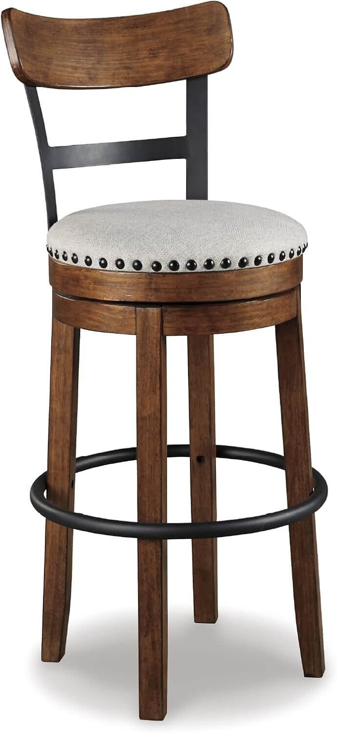 Valebeck Swivel Barstool - Rustic Charm Meets Modern Comfort 
