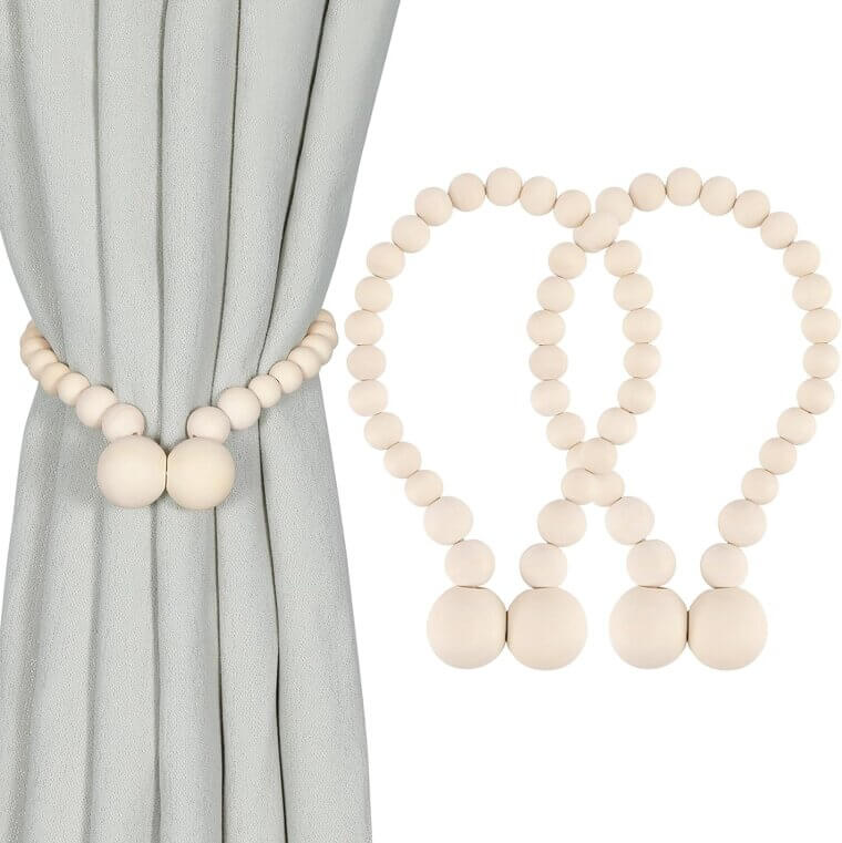 KLOGTSIND Wood Bead Tiebacks - Boho Chic Curtain Holders for Your Home - 15% Off!