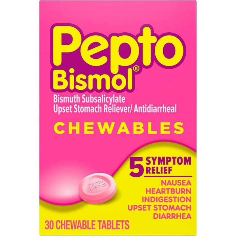 Pepto Bismol Tablets - Fast Relief for 5 Stomach Symptoms 