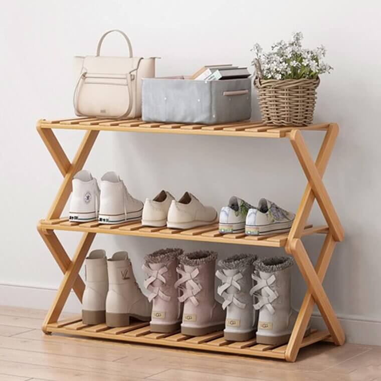 Bamboo Shoe Rack - No Setup, Perfect for Small Spaces 