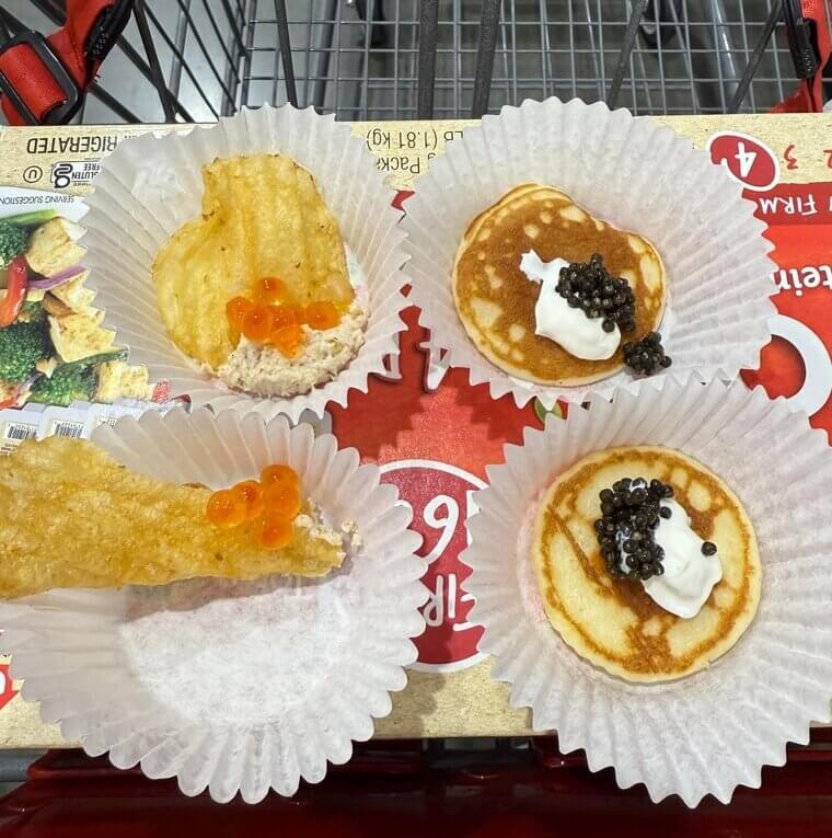 Caviar on Tiny Crackers or Pancakes