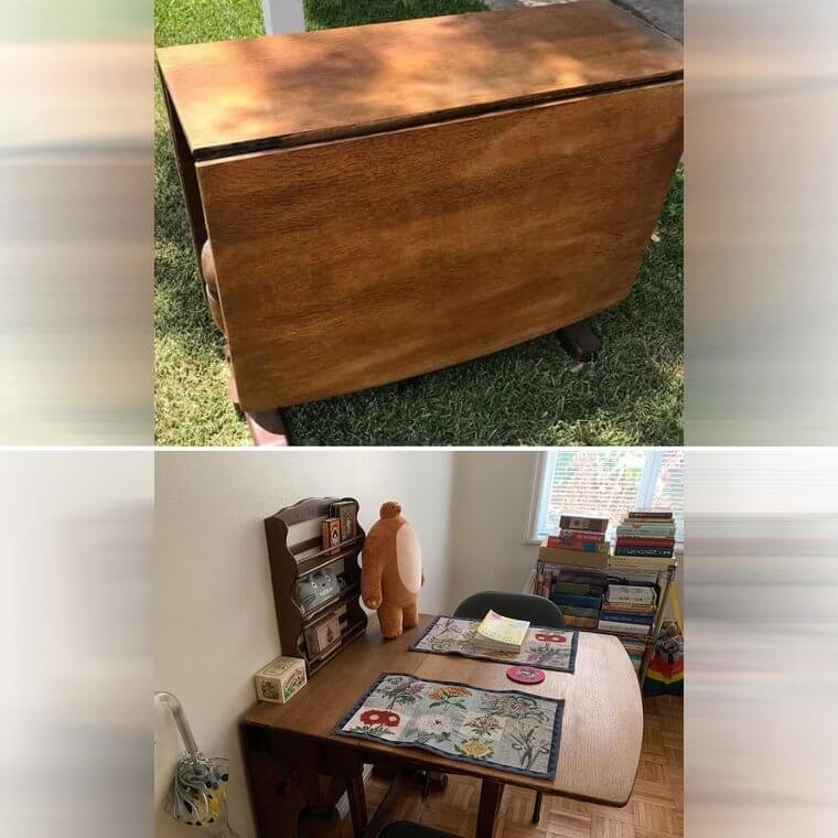 A Drop Leaf Table Made From Oak