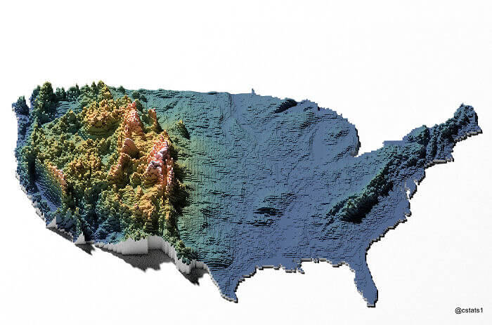 The American Map Using 3d Elevation Tiles