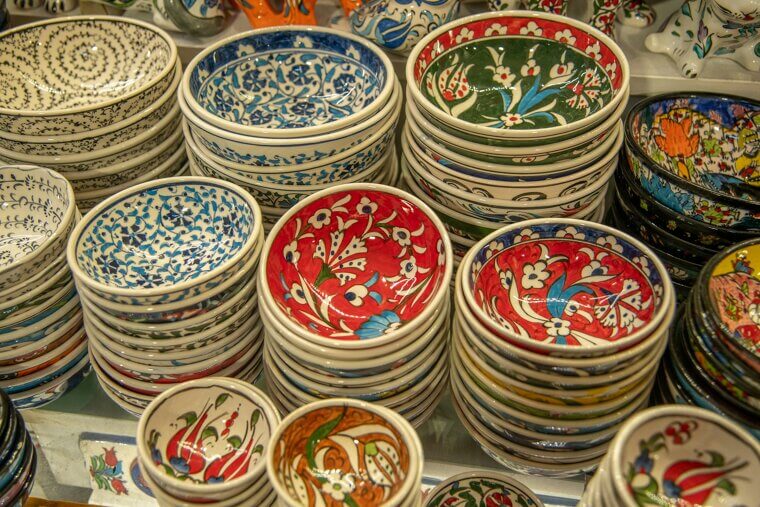 Painted Ceramic Dishes With Lead Glaze