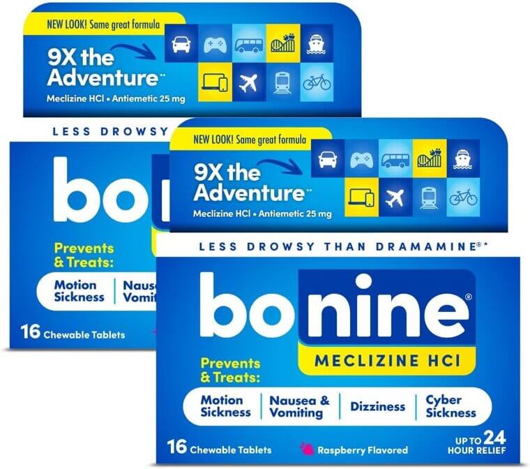Bonine Motion Sickness Relief - Non-Drowsy, 24-Hour Raspberry Chewables - 8% Off!