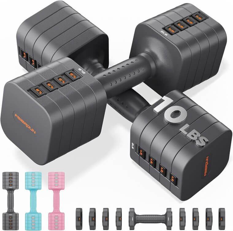 FEIERDUN Adjustable Dumbbells - Perfect for Home Workouts - Don’t Miss the 22% Discount!