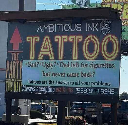 Tattoo Shop Billboard Uses Dark Humor to Grab People’s Attention