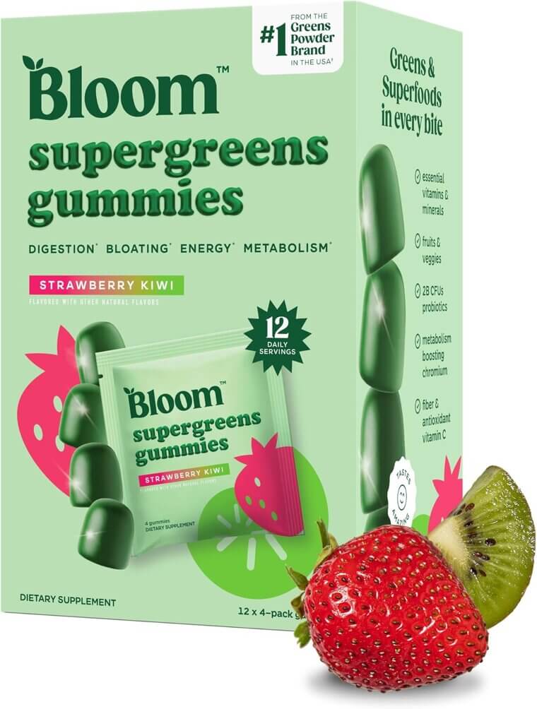 Bloom Super Greens Gummies: Delicious Daily Digestive Support - Now 20% Off!
