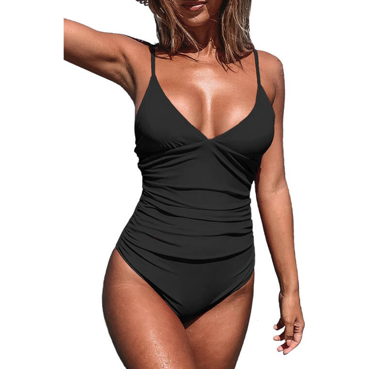 CUPSHE Tummy Control Swimsuit - Stylish V Neck Bathing Suit