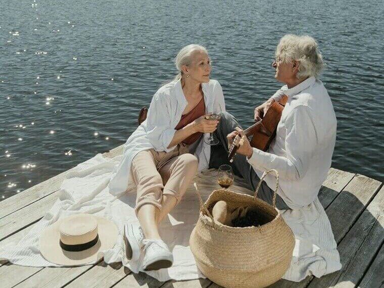 Relaxing Lakeside Picnic with Music in Your Golden Years