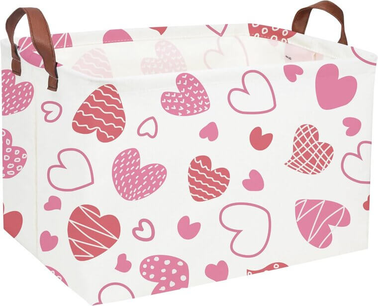 Essme Pink Heart Basket - Perfect for Organizing Your Space 