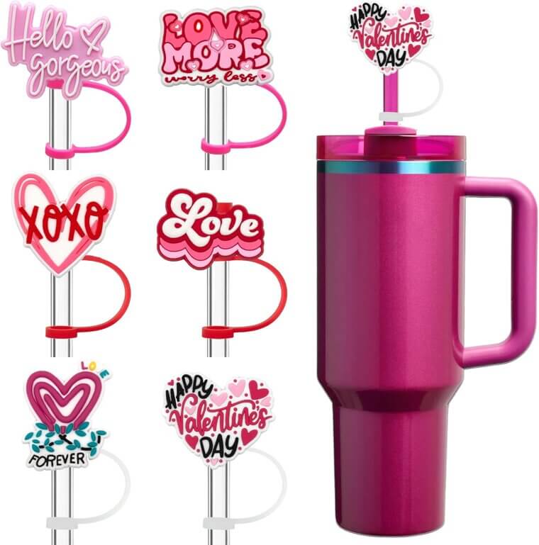 Valentine Straw Toppers - Cute, Durable, and Dust-Proof! - Don’t Miss the 40% Discount!