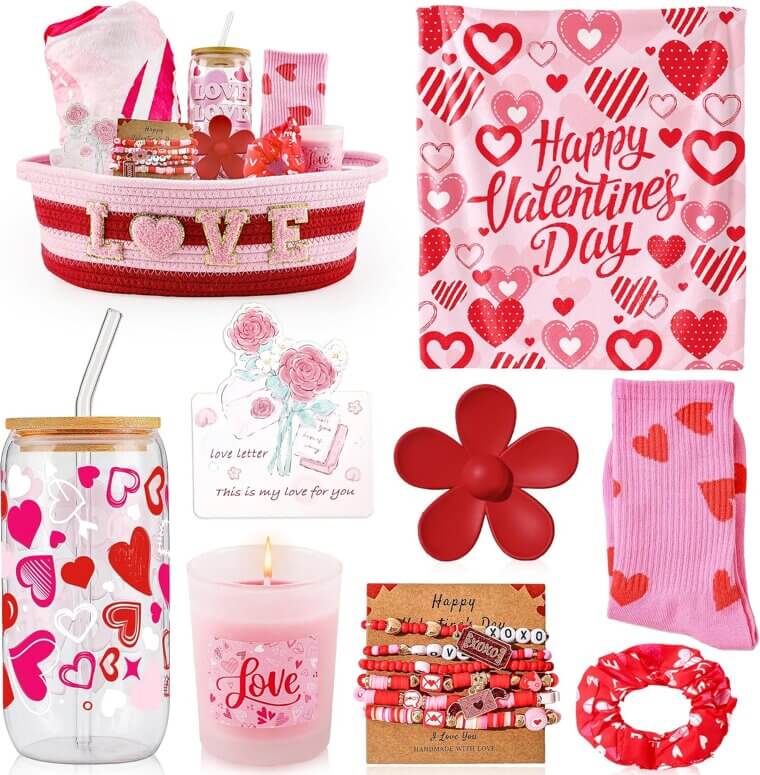 Valentine's Day Gift Basket - Cozy Surprises for Her 