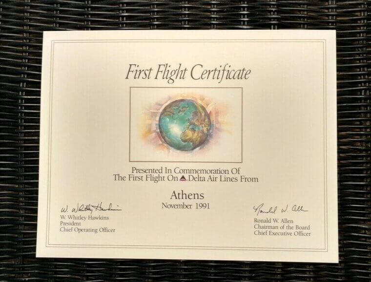 Souvenir Flight Certificates