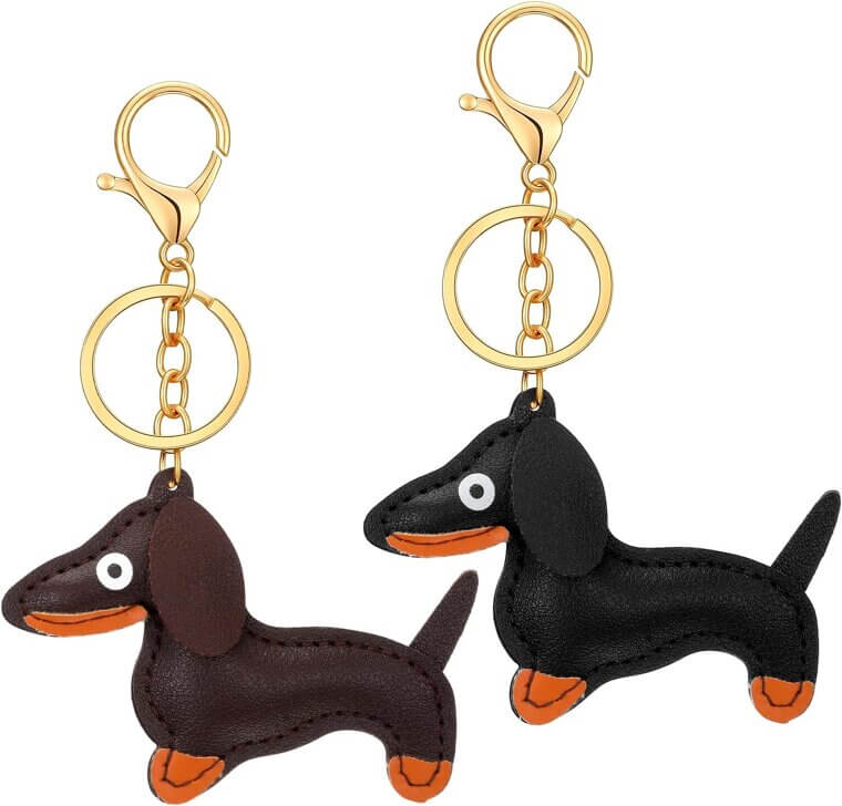 Dachshund Leather Keychains - Cute Dog Charms for Bags & Keys 
