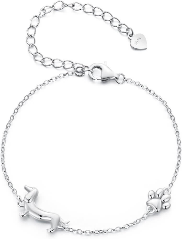 Sterling Silver Dachshund Bracelet - Adorable Charm for Dog Lovers 