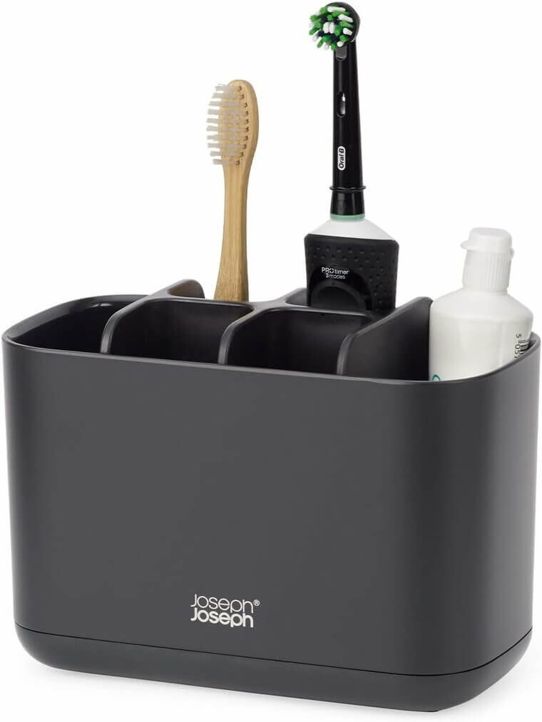 Organize Your Bathroom with Joseph Joseph Toothbrush Holder - Matt Black 13% Off!