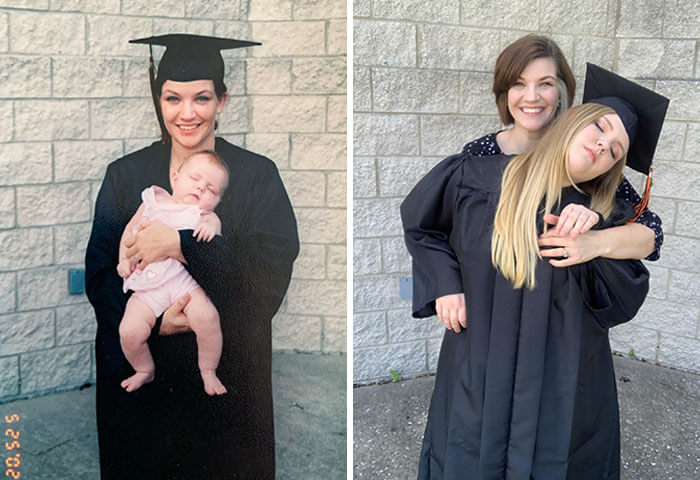 Holding Onto Her Daughter At Her High School Graduation, Then Watching Her Daughter Graduate 18 Years Later