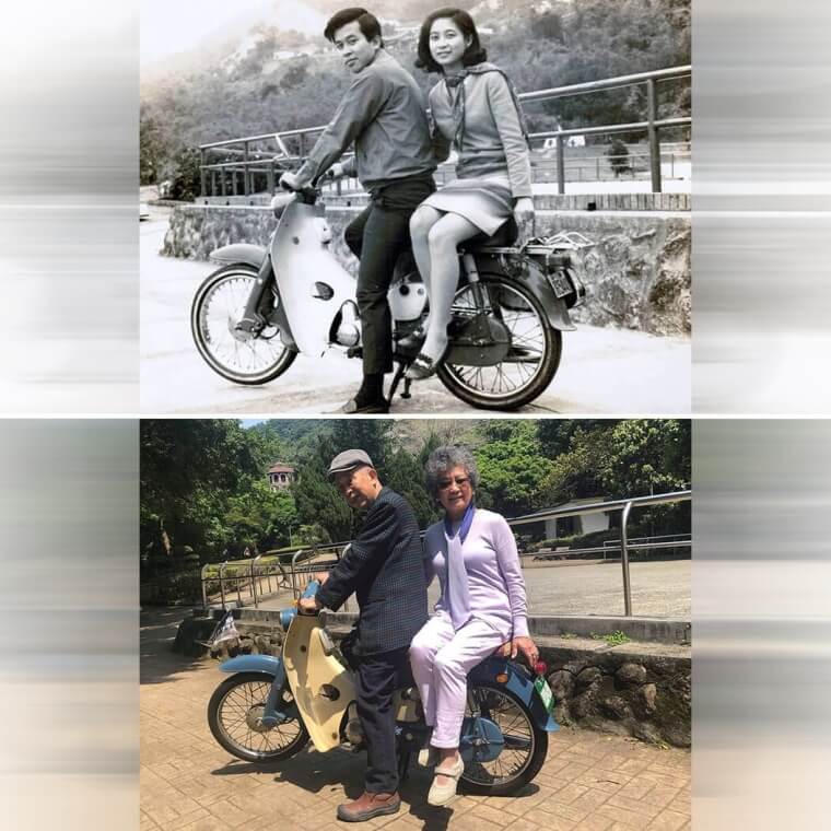 Same Bike, Same Couple, 52 Years Apart