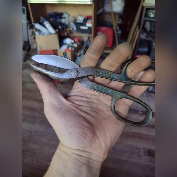 Vintage Tin Snips With Red Handles