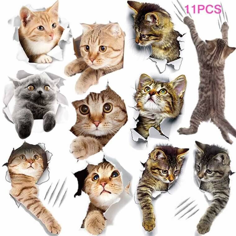 3D Cartoon Cat Stickers - Transform Your Space with Cute Decor