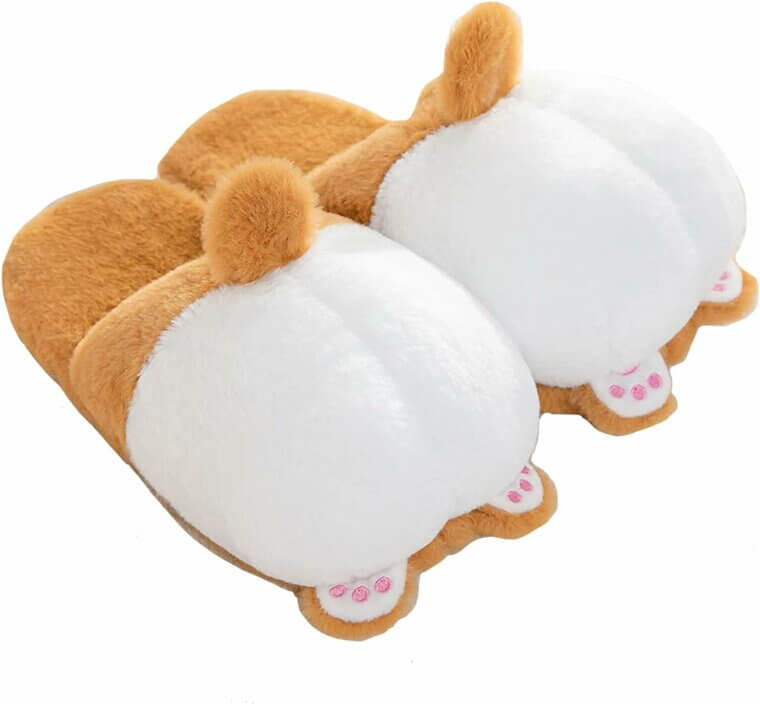 Fuzzy Corgi Slippers - Cozy Fun for Corgi Lovers