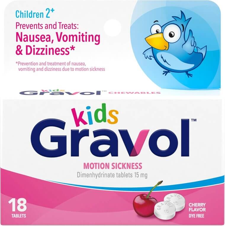 Gravol Kids Tablets - Cherry Flavor for Nausea Relief 