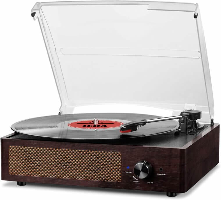 Retro Vinyl Turntable With Bluetooth & Speakers