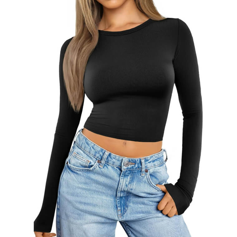Tankaneo Crop Tops - Stylish Long Sleeve Slim Fit for Any Season