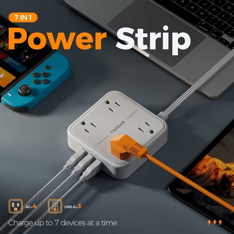 Compact Surge Protector Power Strip for Office and Travel - Now 6% Off!