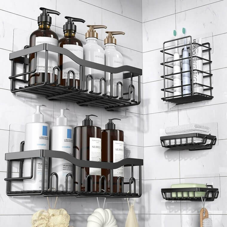 Transform Your Space With Shower Organizer 5 Pack - Rustproof & No Drilling