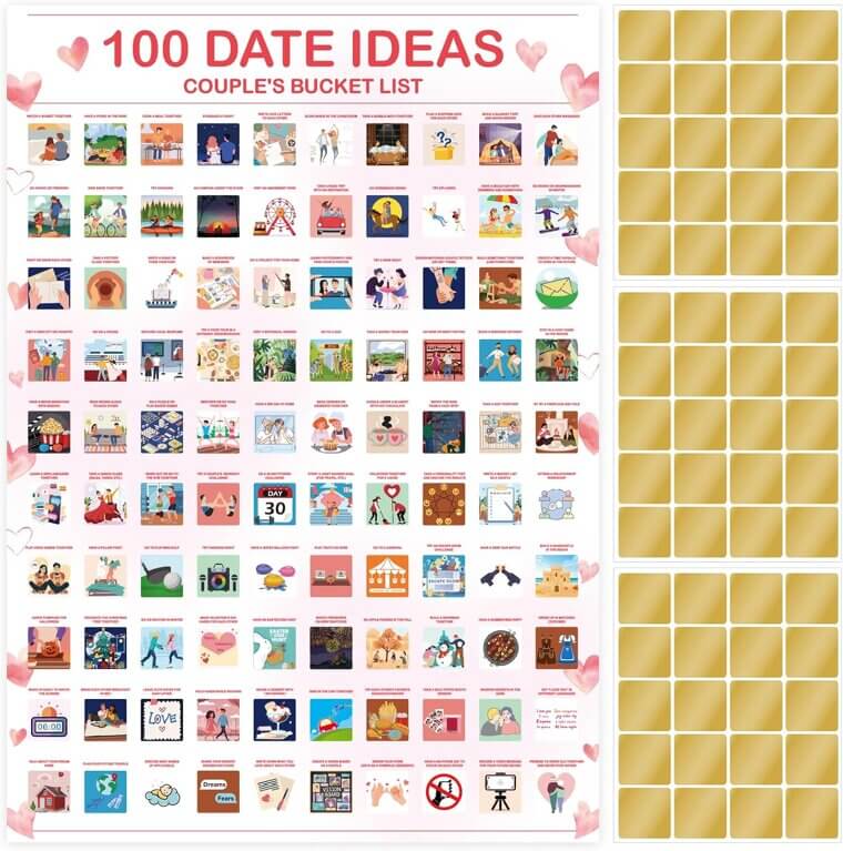 Couples Scratch-Off Poster: 100 Fun Date Night Ideas - Don’t Miss the 30% Discount!
