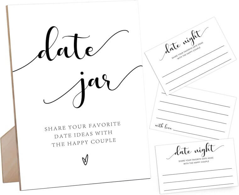 Date Night Ideas Sign - Perfect for Bridal Showers & Weddings 