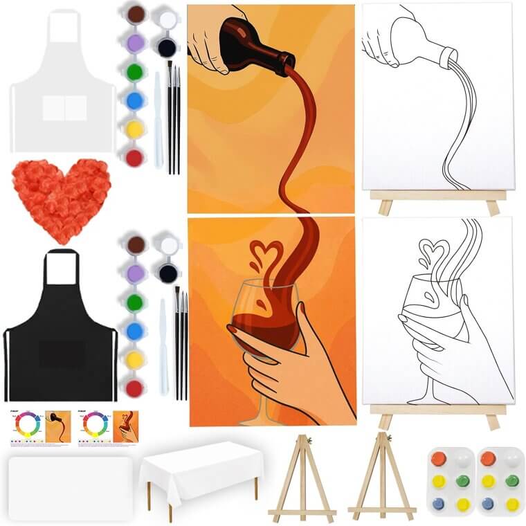 Sip and Paint Kit - Perfect for Date Nights and Creative Fun! 