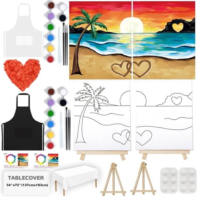 Couples Painting Kit - Perfect for Date Nights and Creative Fun! 