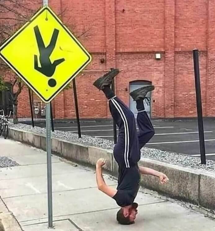 He Takes Road Signs Very Seriously