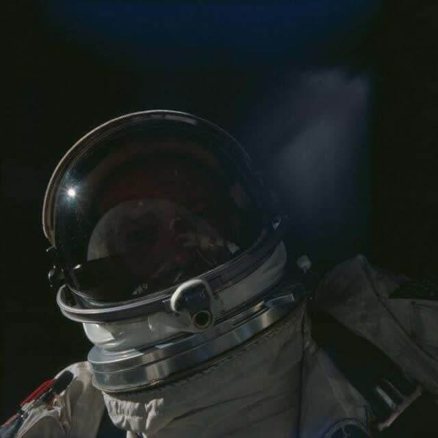 Buzz "Lightyear" Aldrin Snaps First Selfie in the Abyssal Terror of Space, 1966